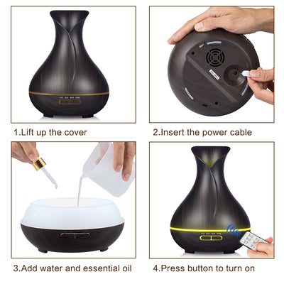 Essential Oil Diffuser with Wood Grain